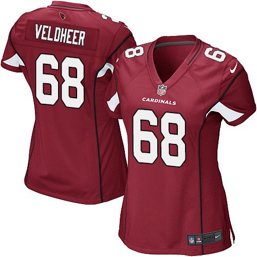 Women's Game Jared Veldheer Nike Jersey Red Home - #68 NFL Arizona Cardinals